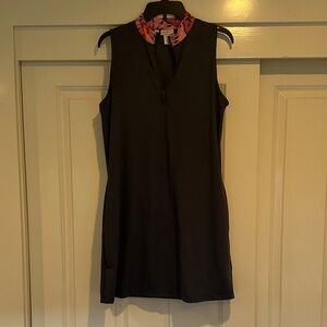 Tommy Bahama Sleeveless Black Mini Dress with Pink Floral Collar